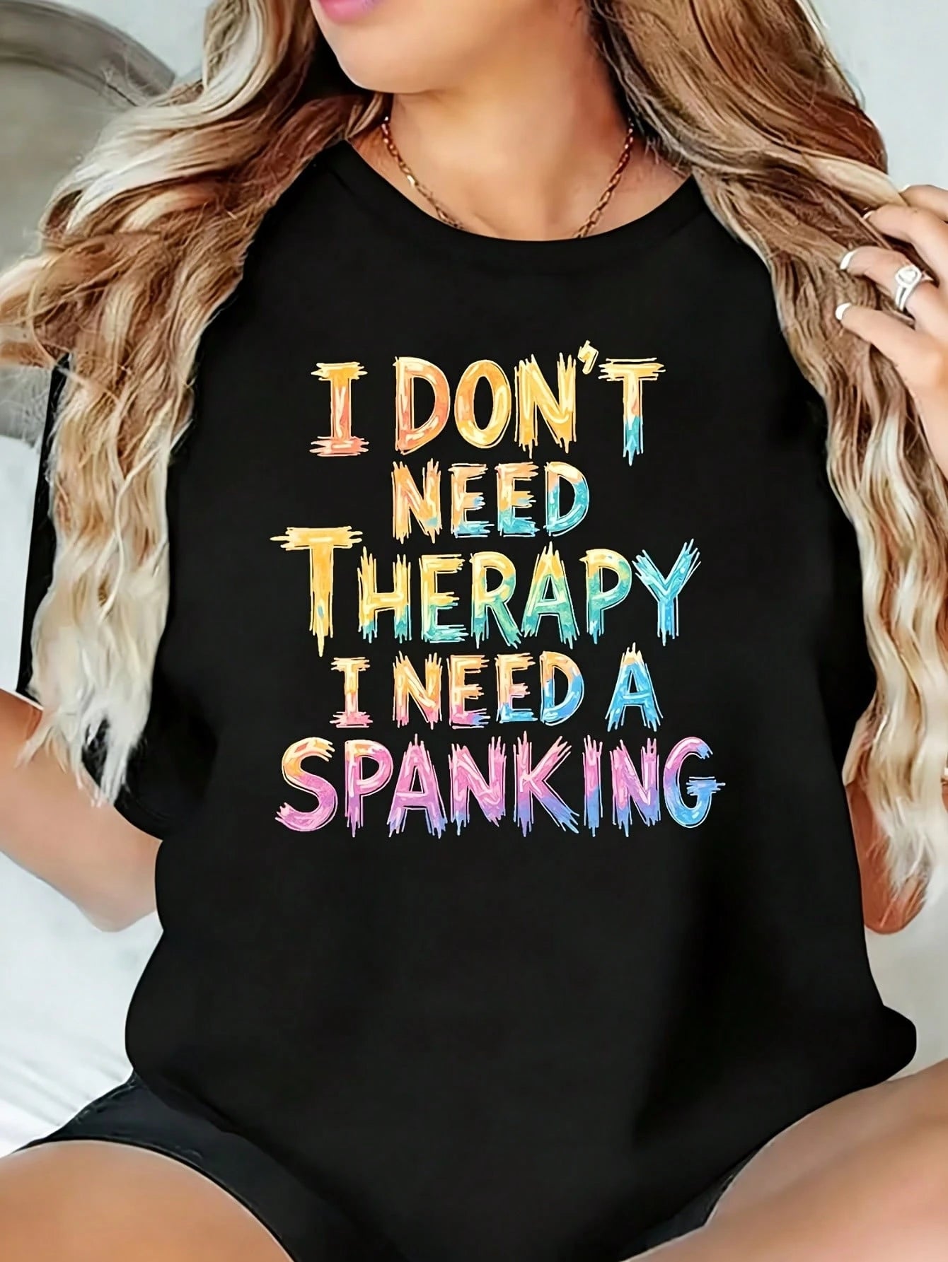 I_Don_t_Need_Therapy_I_Need_Spanking_1_Pcs_220g_Women_s_Plus_Size_Short_Sleeve