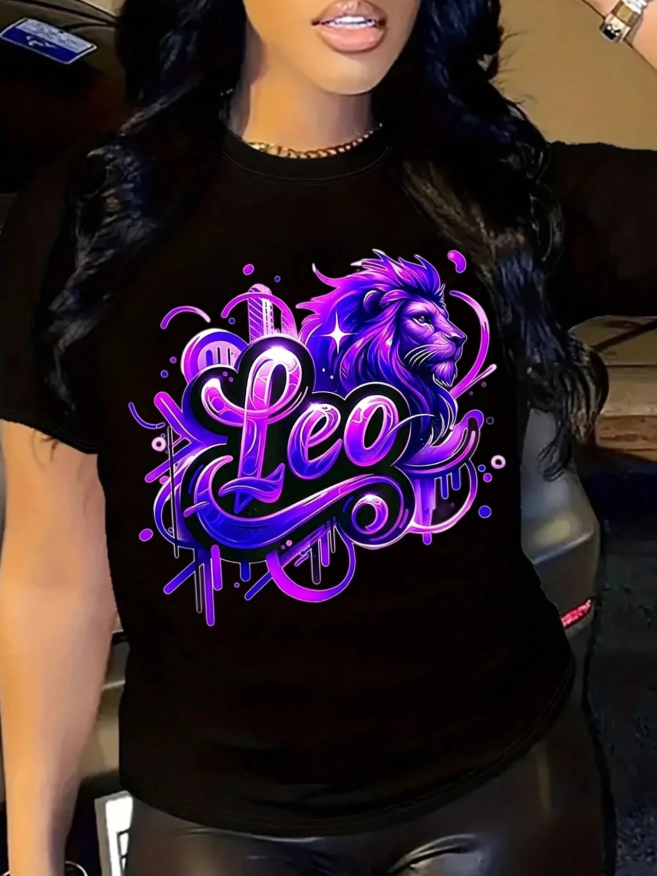 Black Soft Cotton Crew Neck Tee Leo Horoscope Graphic Ideal Birthday Gift Daily Casual Top