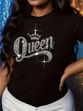Queen Crown Tee - Comfort Polyester Fabric, Washable Stylish Graphic Casual Short Sleeve Top