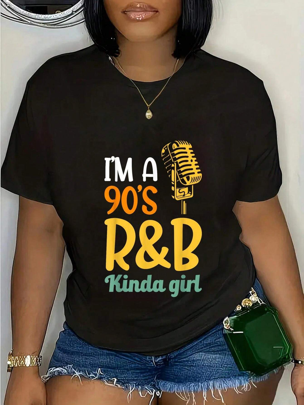 90's R&B Graphic Tee - Hip Hop Soul Music Design, Unisex Round Neck Short Sleeve Casual Top