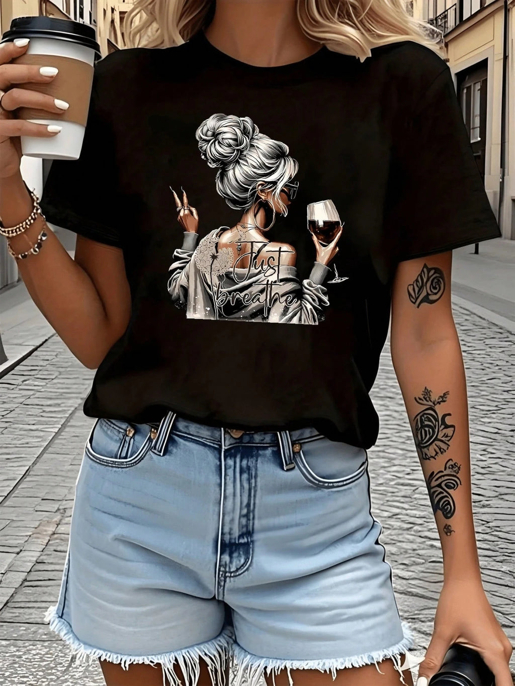 Custom Coffee Day T-Shirt Smooth Cotton Crew Neck Short Sleeve Casual Wear For Cafe & Daily Coffee Routine