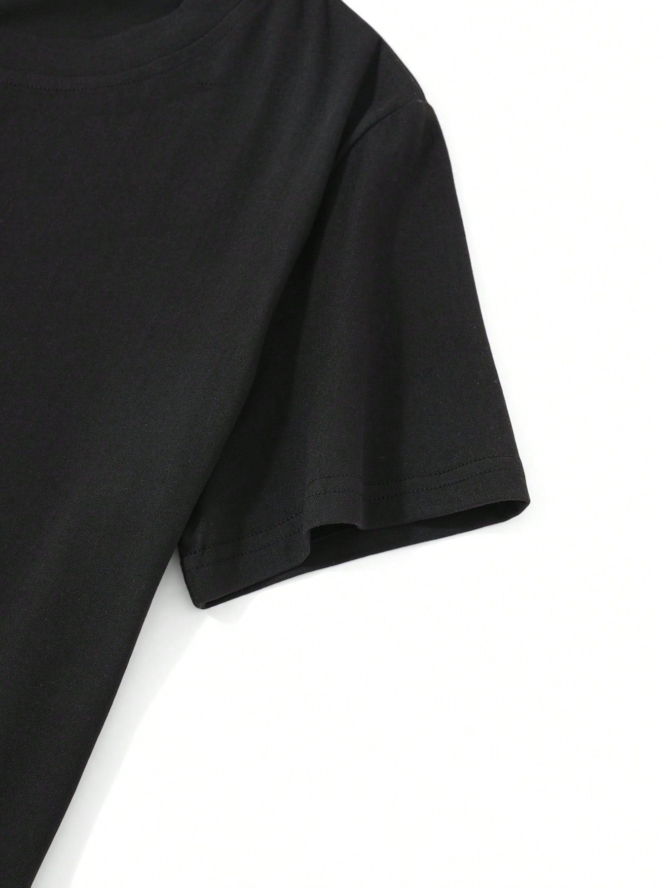 28 Number Printed Tee - Loose Slimming Black Top, Versatile Short Sleeve for Student Daily Summer Outfits