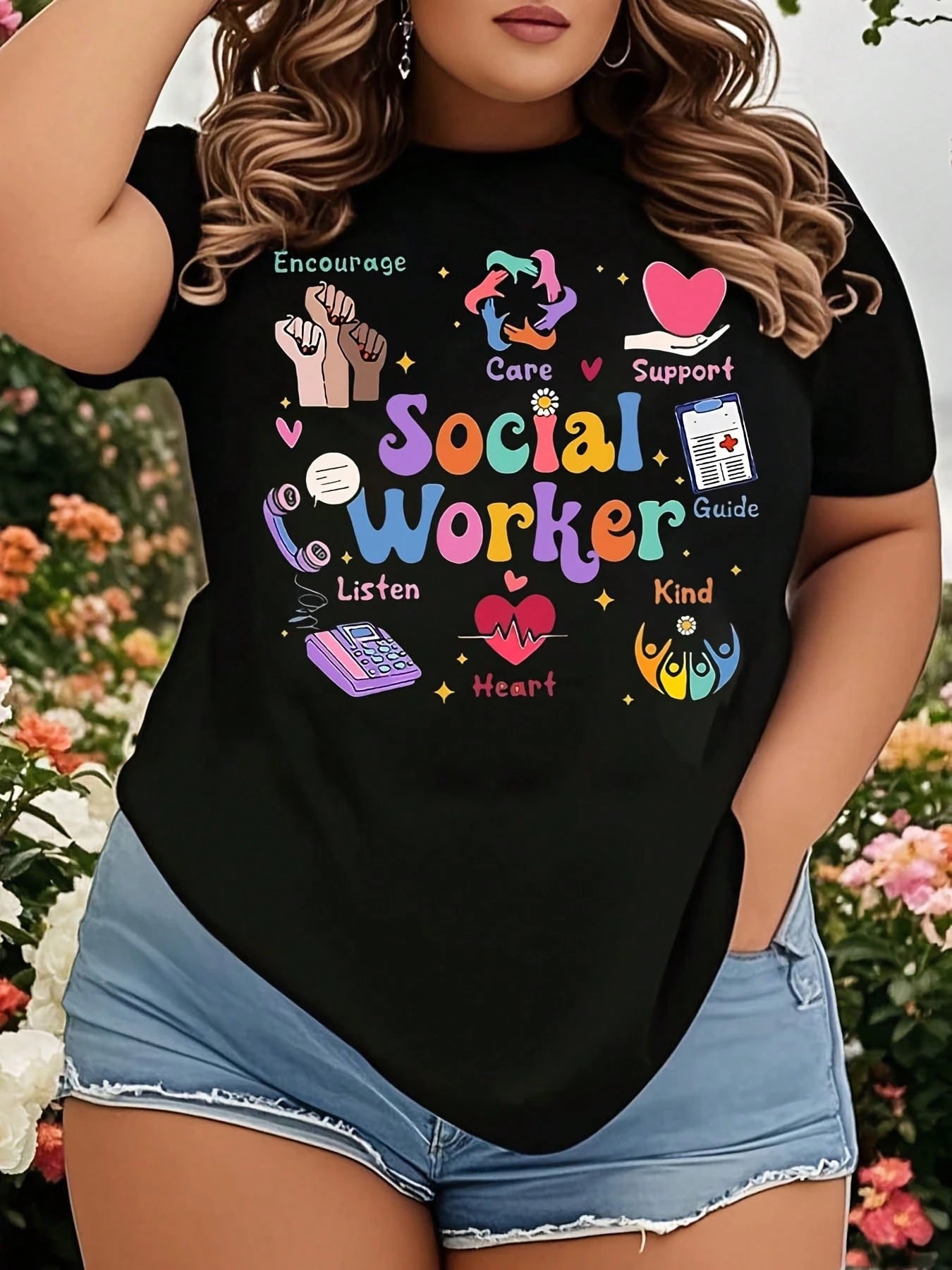 Soft breathable casual tee printed with touching social worker quote, relaxed comfy fit, thoughtful gift for social service practitioners