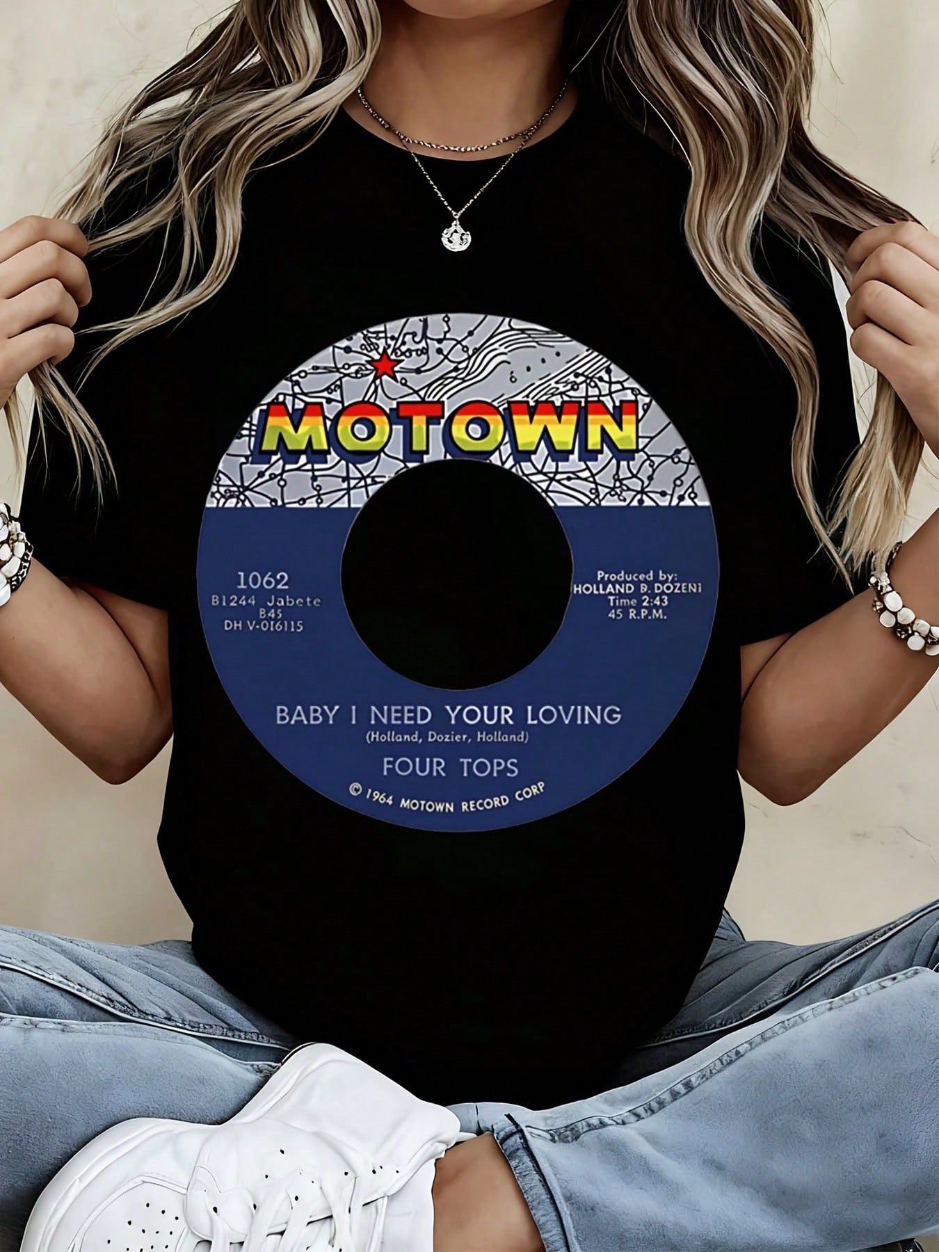 Women Soft Fashion Crew Neck Tee Classic Four Tops Motown Music Graphic Retro Casual Daily Short Sleeve Top